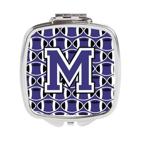 Carolines Treasures Letter M Football Purple and White Compact Mirror CJ1068-MSCM